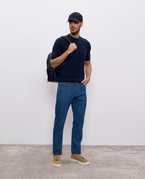 Kiton Синя футболка з тканим візерунком UMK0460
