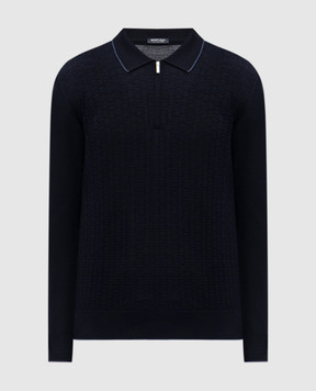 Bertolo Cashmere Синє поло з вовни та шовку 902519002532