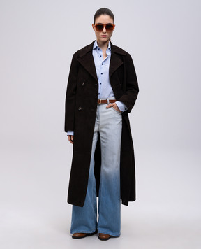 Babe Pay Pls Коричневое замшевое двубортное пальто 2517SUEDE
