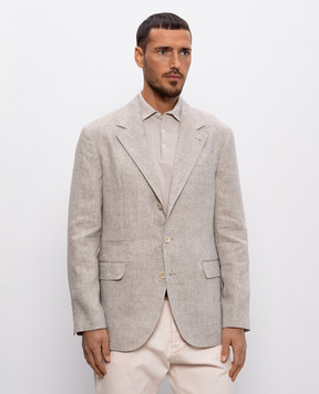 Brunello Cucinelli Сірий піджак з льону MB4307BTD