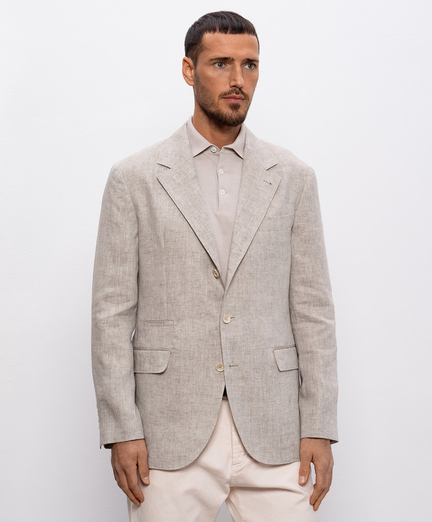 Brunello Cucinelli Сірий піджак з льону MB4307BTD зображення 3