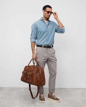 Brunello Cucinelli Белая футболка с шелком в полоску MW8611376