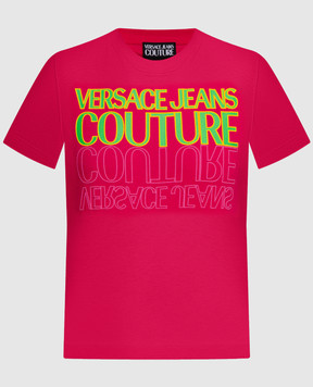 Versace Jeans Couture Розовая футболка с логотипом 76HAHC01CJ01C