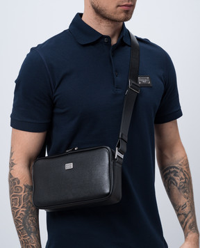 Dolce&Gabbana Чорна шкіряна сумка з логотипом BM2386AV956