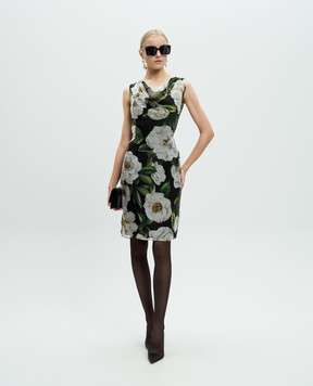 Dolce&Gabbana Черное платье из шелка в цветочный принт F6TLBTIS1XD