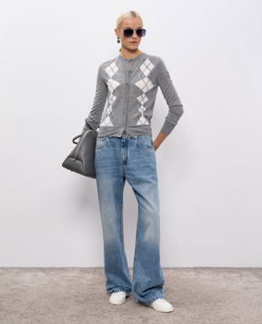 Ermanno Scervino Сірий кардиган з вовни в геометричний візерунок D475N317FYJ