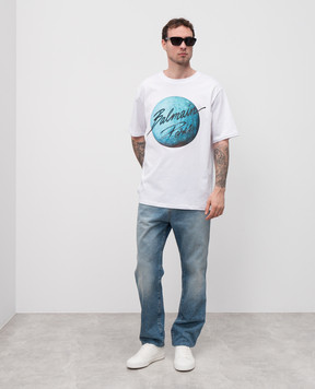 Balmain Сині джинси з ефектом потертості EH0MI083DF44