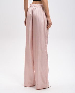 Versace Рожеві штани Pinstripe Chain із шовку 10176851A13367