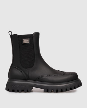 Dolce&Gabbana Дитячі чорні шкіряні черевики з перфорацією DA5295A63793136