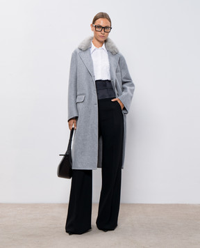 Ermanno Scervino Сіре пальто з вовною з хутром норки D456D333VILVW