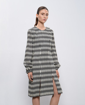 Lanvin Белое платье в принт RWDR218U3657