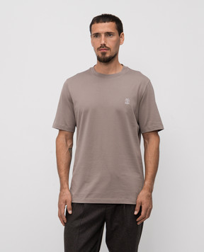 Brunello Cucinelli Бежевая футболка с принтом логотип логотип M0B138440