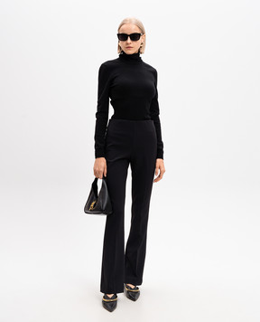 Givenchy Черный свитер с шерстью и кашемиром с вышивкой эмблемы 4G с фигурным вырезом BW90RN4ZN9