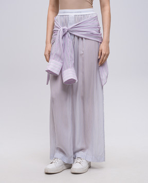 Alexander Wang Голубые брюки из шелка в полоску 1WC2254829