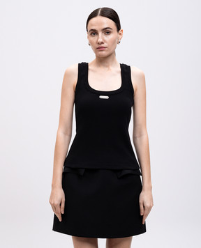 Alexander McQueen Чорний топ в рубчик з логотипом 830486QLAER