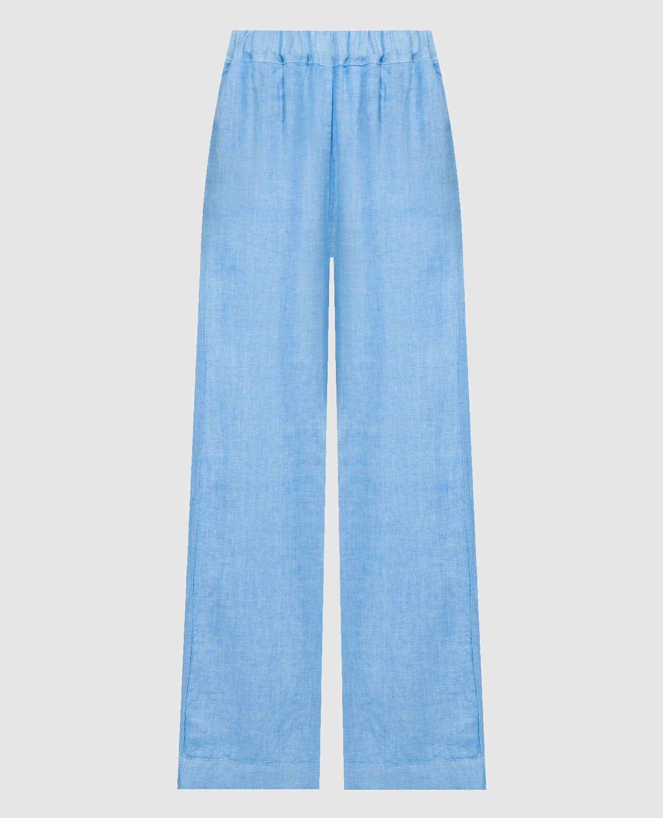 Голубые брюки из льна