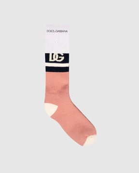 Dolce&Gabbana Дитячі рожеві шкарпетки з логотипом DG LBKAC5JBCH3