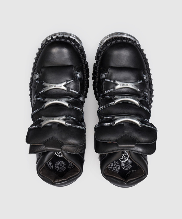 Vetements Чорні шкіряні кросівки на платформі New Rock UA66SN100B зображення 4