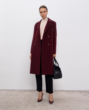Max Mara Бордове двобортне пальто CANNETI з вовни та кашеміру CANNETI