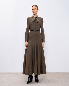 Christian Dior Бежева сукня максі з вовни у візерунок 044L06AM314
