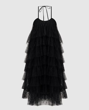 UMA WANG Чорна сукня Alys з мереживом UW5065