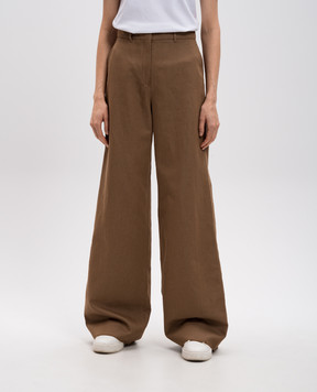 Max Mara Коричневые брюки MURGE с льном MURGE