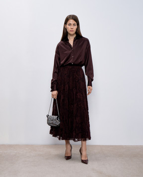 Ermanno Scervino Коричнева блуза із шовку з кристалами D452K717OEL