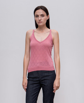 Max Mara Розовый топ PLUTO из шерсти и шелка с кристаллами. PLUTO