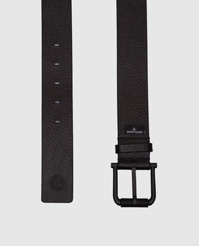 Stone Island Черный кожаный ремень с логотипом K1S159300947S0072