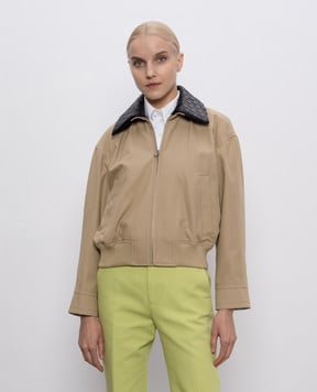 Bottega Veneta Бежева куртка зі знімним коміром 829465V5CV0