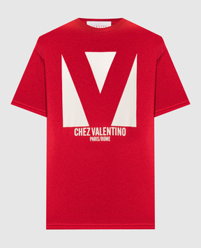 Valentino Червона футболка з принтом CHEZ VALENTINO 6V3MG16PAQ9