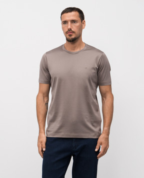 Bertolo Cashmere Коричнева футболка з вишивкою емблеми 000252001912