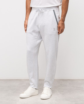 Brunello Cucinelli Серые меланжевые спортивные штаны Sea Island с эмблемой MM8433102G