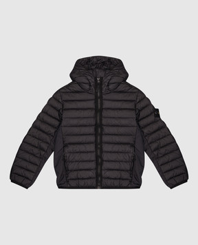 Stone Island Детский черный стеганый пуховик с патчем логотипа K1S164100011S002414