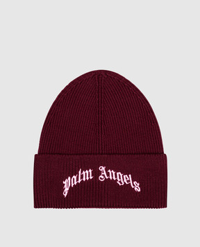 Palm Angels Бордова шапка з вовною з вишивкою логотипа PWLC015F25KNI002