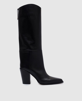 Jimmy Choo Чорні шкіряні козаки Cece 80 з логотипом CECE80SLQ
