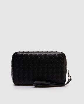 Bottega Veneta Чорний шкіряний клатч Intrecciato 777390V2HL1