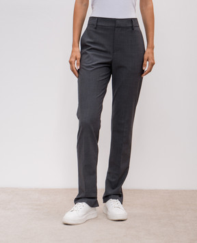 Brunello Cucinelli Сірі штани з вовною з ланцюжком моніль M0W07P8584