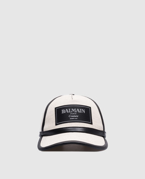 Balmain Бежевая кепка с кожаными вставками с патчем логотипа EF1XA340CC16