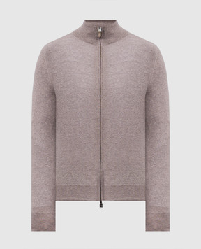 Canali Бежевый меланжевый кардиган из шерсти MK01149C0022