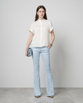 Dondup Блакитні штани кльош Tina з льоном DP726LS0015DXXX