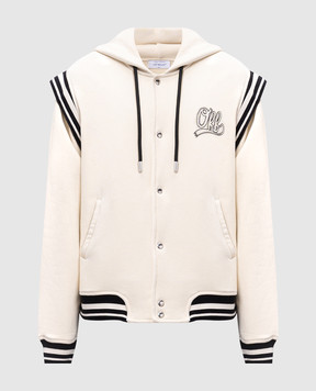 Off-White Бежевая спортивная куртка с вышивкой Arrow OMEK003S25JER001