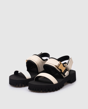 Giuseppe Zanotti Бежевые кожаные сандалии Cometa с логотипом E400065