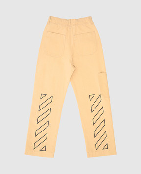Off-White Бежевые брюки с принтом логотипа OBCA007S24FAB001