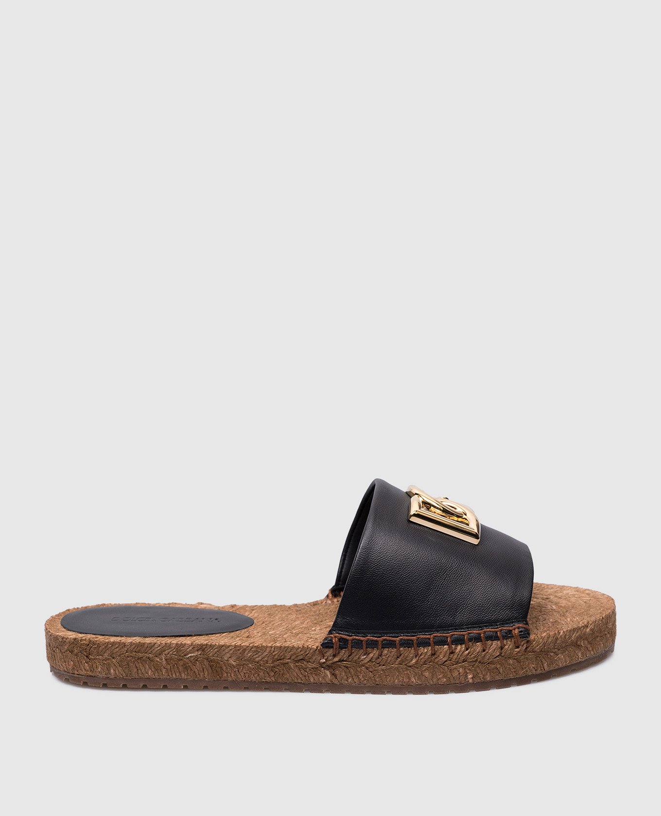 Black leather espadrilles with logo