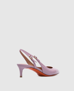 Santoni Фиолетовые кожаные лакированные слингбеки WDLQ71407HA2NVHD