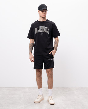 Palm Angels Чорні шорти з лампасами з логотипом PMCL004C99FAB002