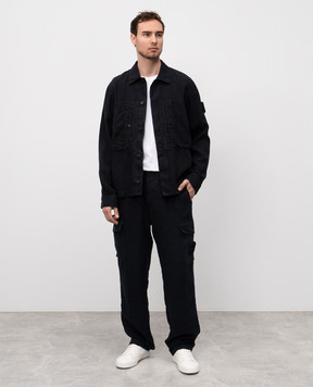 Stone Island Синяя рубашка из льна K1S151200010S00F8