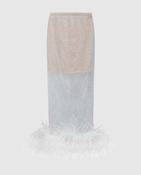 Santa Brands Белая юбка миди с кристаллами и перьями страуса MIDIFEATHERSSKIRT