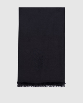 Stefano Ricci Чорний шарф з кашеміру та шовку з монограмою логотипа MWA93000407126